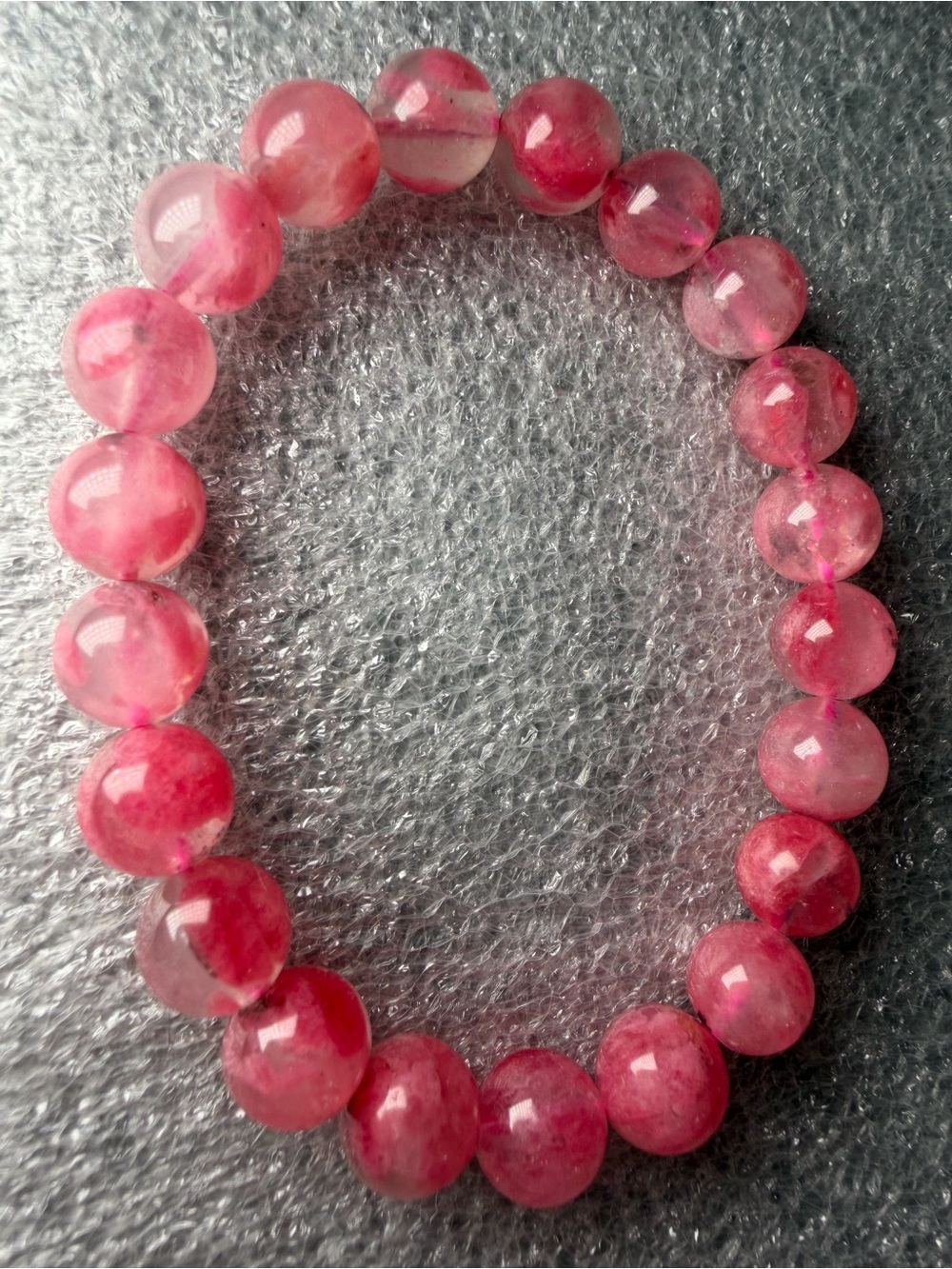 Beautiful 9MM Icy Petal Rhodonite Natural Crystal Bracelet